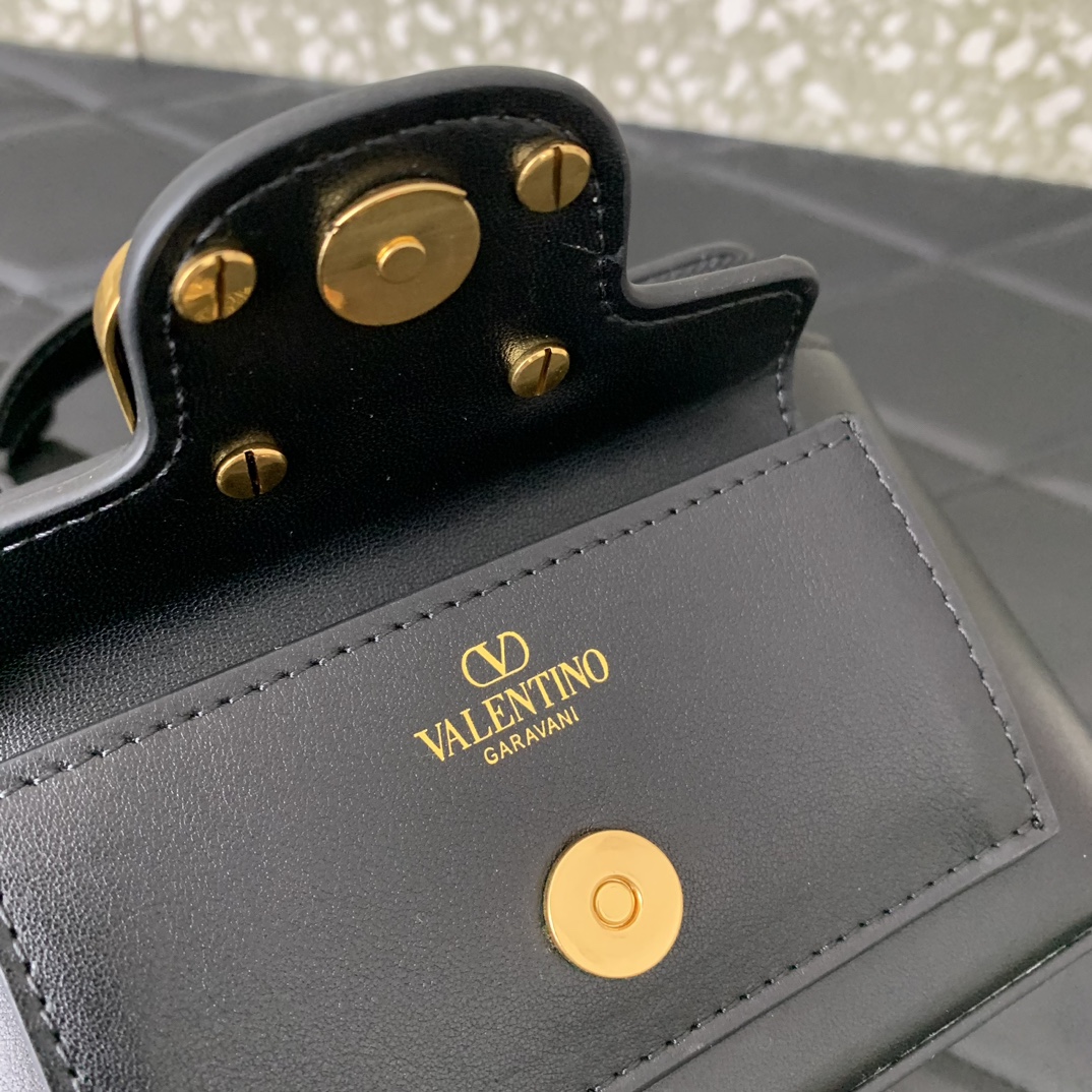 Valentino Garavani Loco Mini Box Bag in Black Calfskin Leather 